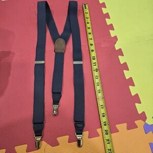 Vintage GGS Germany Navy Blue Men's Suspenders - Y-Back Gold Tone Clips...
